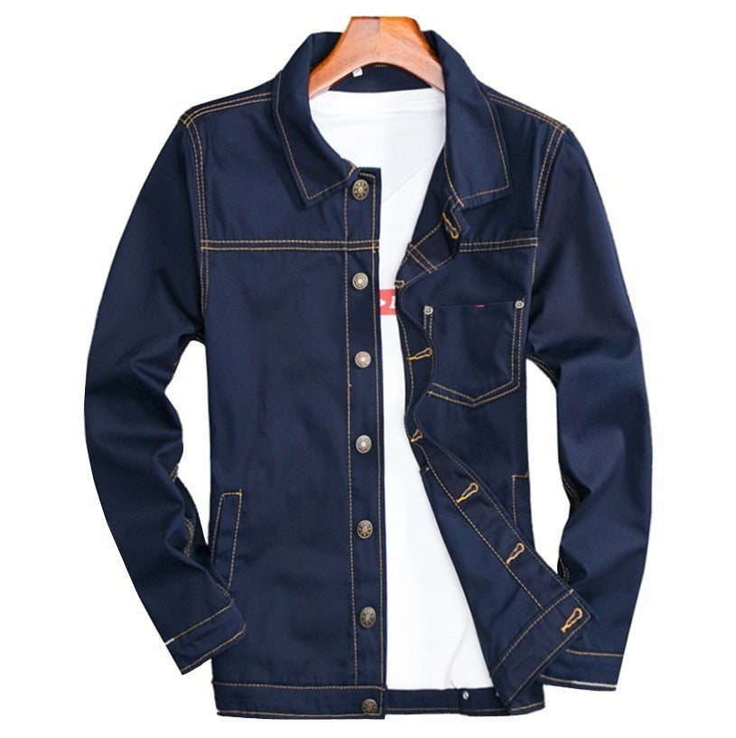 Trendy Handsome All-matching Slim Fit Jacket Spring Denim Jacket Men