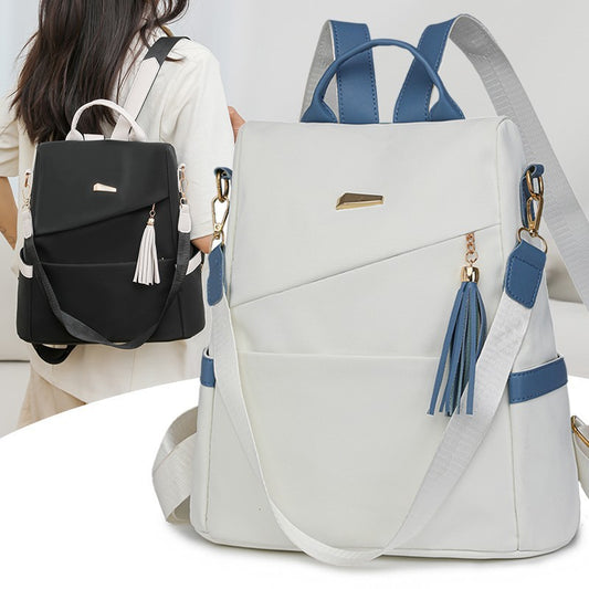 Oxford Cloth Stitching Women'S Backpack Anti-Thef.