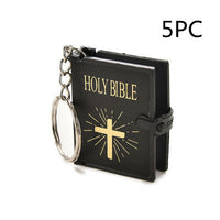 Mini English HOLY BIBLE Key Chains Real Paper Readable