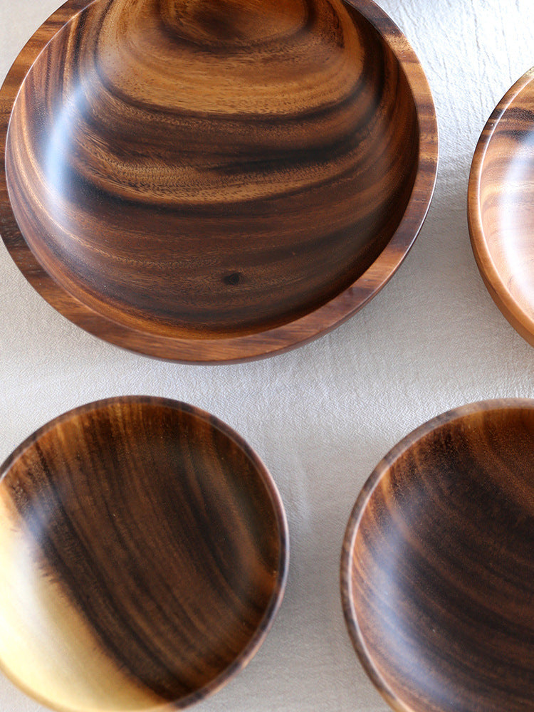 Natural Wooden Bowl Household Fruit Bowl Salad Bowl