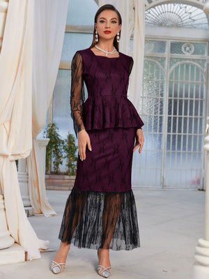 Lace Stitching Coat Skirt Two-piece Suit
