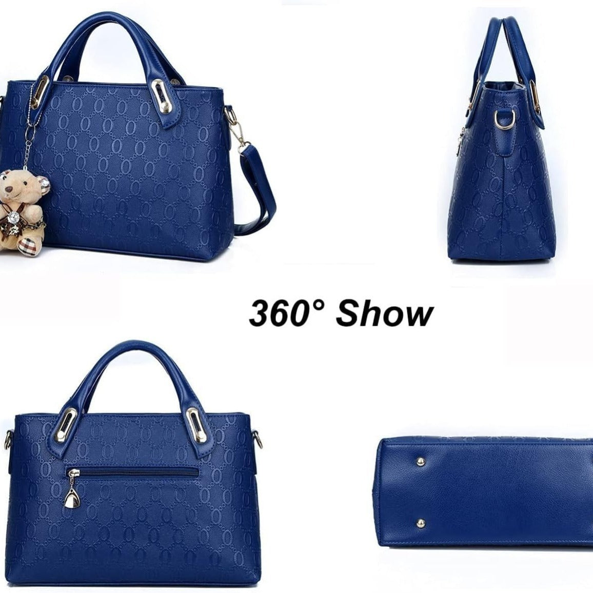 Women 4Pcs Top Handle Satchel Hobo PU Leather Handbag