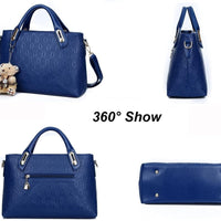 Women 4Pcs Top Handle Satchel Hobo PU Leather Handbag