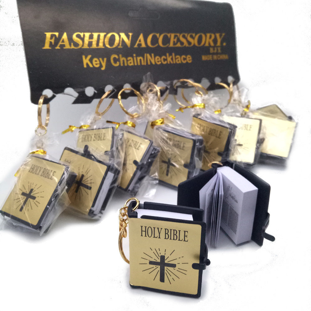 Mini English HOLY BIBLE Key Chains Real Paper Readable