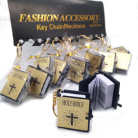 Mini English HOLY BIBLE Key Chains Real Paper Readable