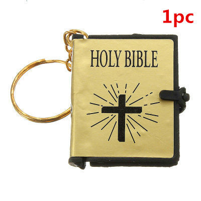 Mini English HOLY BIBLE Key Chains Real Paper Readable