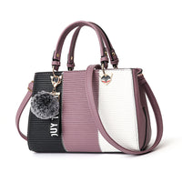 Women Hairball Ornaments Totes Patchwork Handbag Party Purse.