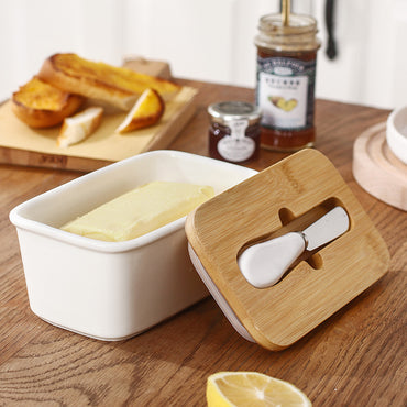 Ceramic Butter Box With Lid And Knife Sealed Storage AMI Cart