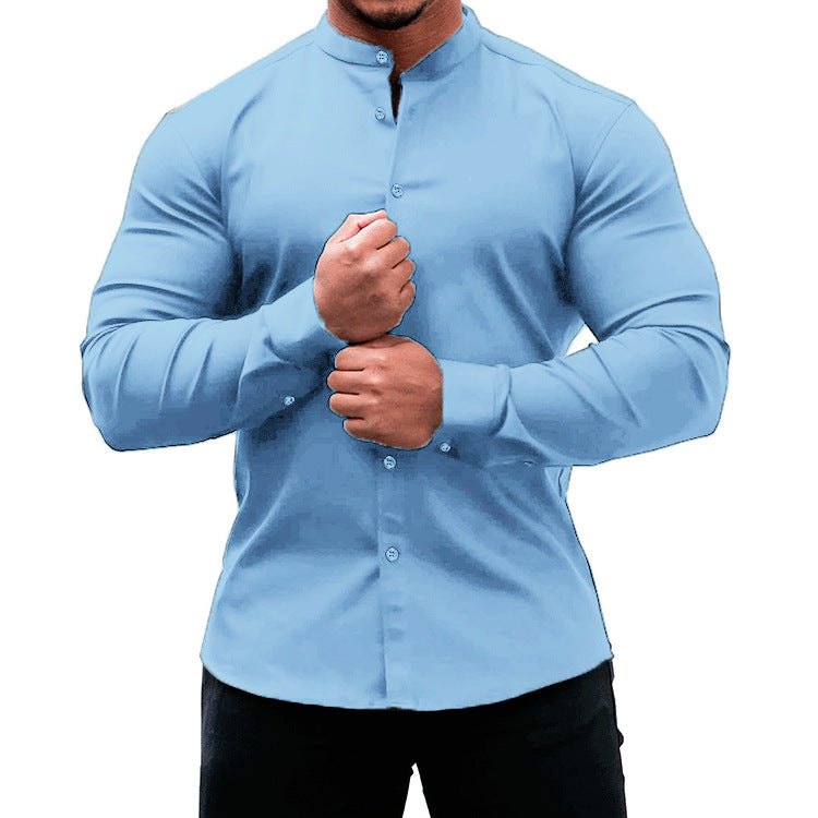 Long Sleeve Shirt Men Casual Button Down Slim Tops