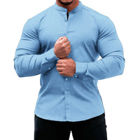 Long Sleeve Shirt Men Casual Button Down Slim Tops