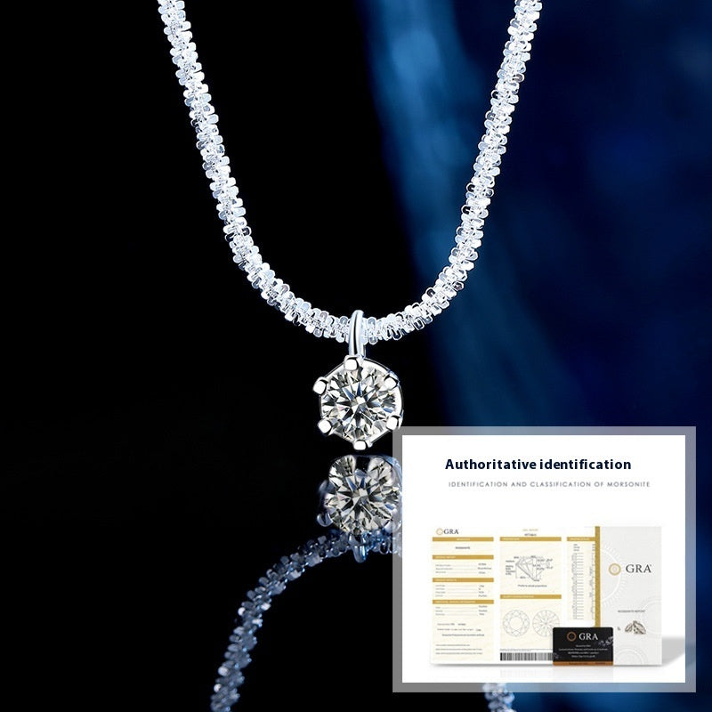 S925 Sterling Silver Colorful Moissanite Sparkling Necklace For Women