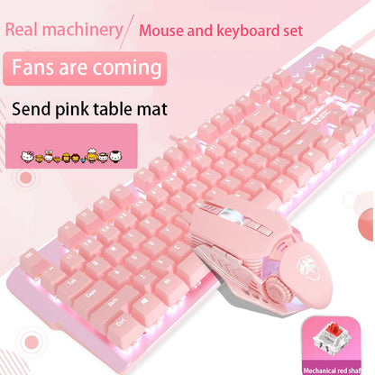 Mechanical Keyboard And Mouse Set Girls.