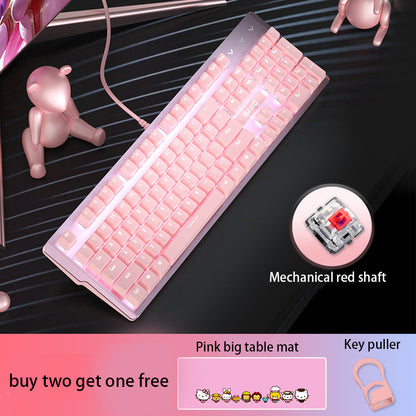 Mechanical Keyboard And Mouse Set Girls.