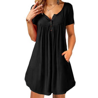 Wish Short Sleeve Button Pocket Dress
