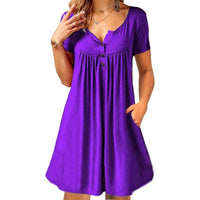 Wish Short Sleeve Button Pocket Dress