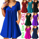 Wish Short Sleeve Button Pocket Dress