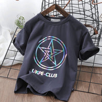 Boys'' Short Sleeve T-shirt  Net Red Laser Reflective Cub