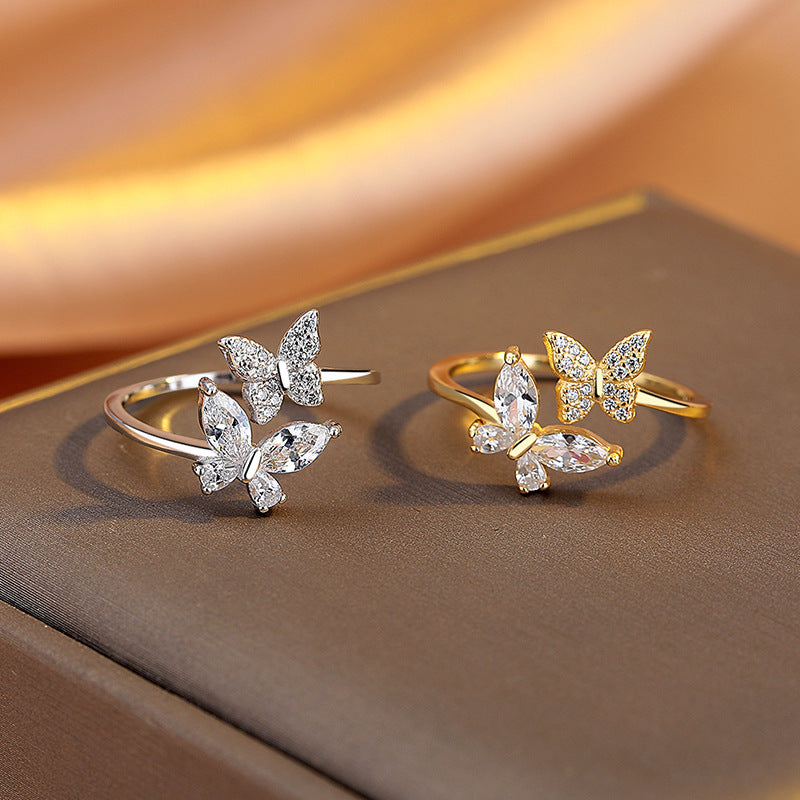 925 Sterling Silver Butterfly Ring For Women Niche Design Index Finger