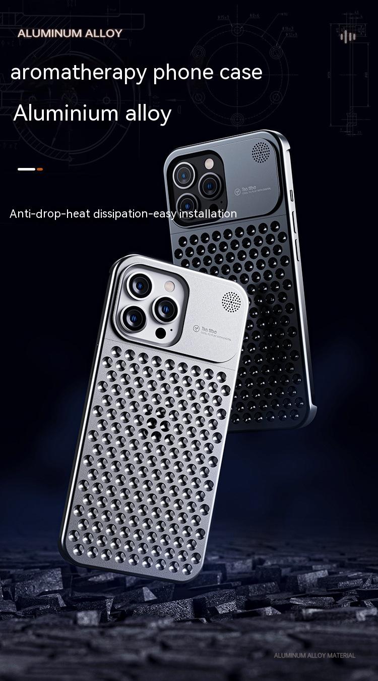 Aluminum Alloy Phone Case For 14 13 Pro Max Plus Hollow Heat Dissipation Anti-fall Full Body Shockproof Phone Cove