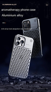 Aluminum Alloy Phone Case For 14 13 Pro Max Plus Hollow Heat Dissipation Anti-fall Full Body Shockproof Phone Cove