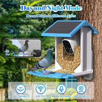 Smart Bird Feeder With Camera,Solar-Powered WiFi 4MP Live Camera,