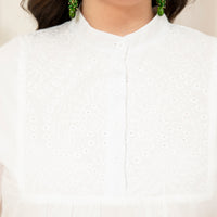 High Collar Solid Colour Embroidery Splicing Lantern Sleeve Plus Size