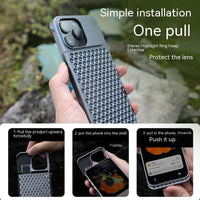 Aluminum Alloy Phone Case For 14 13 Pro Max Plus Hollow Heat Dissipation Anti-fall Full Body Shockproof Phone Cove