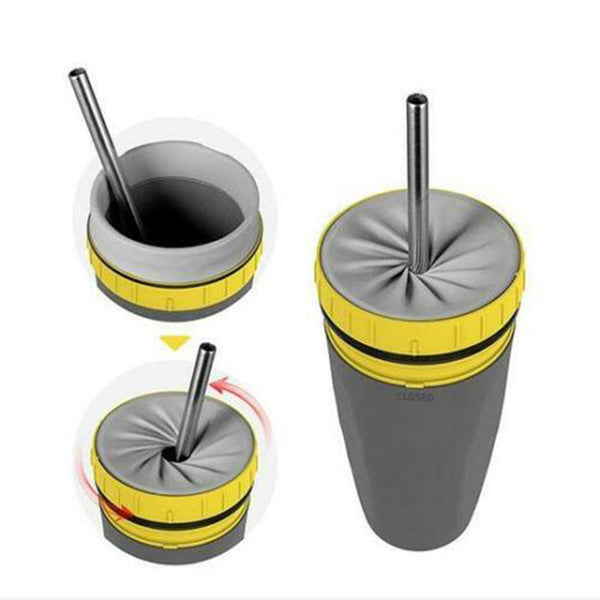 Double Insulation Tumbler Straw Sippy Water Bottles Portable