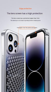 Aluminum Alloy Phone Case For 14 13 Pro Max Plus Hollow Heat Dissipation Anti-fall Full Body Shockproof Phone Cove