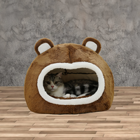 Funny Cat Bed Warm Pet House Soft Long Plush Kitten Tent Cave
