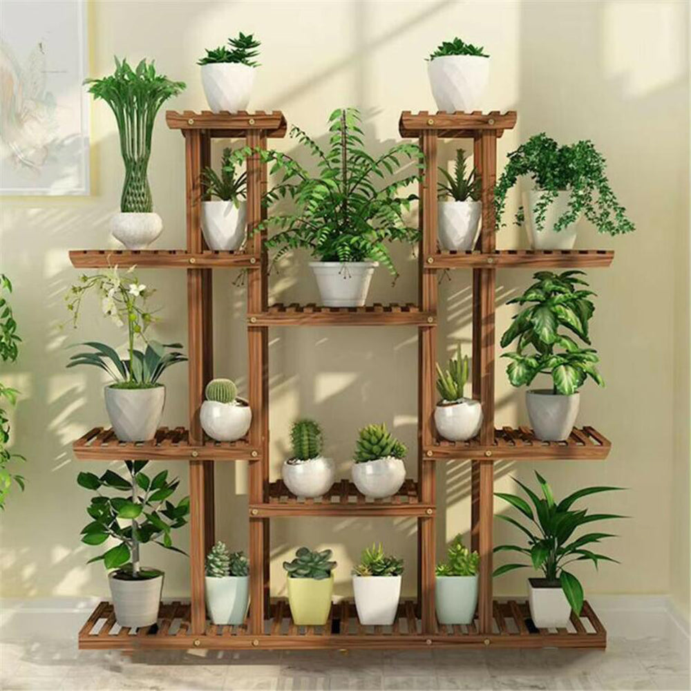 16 Potted Wood Flower Rack Plant Display Storage Shelves AMI Cart