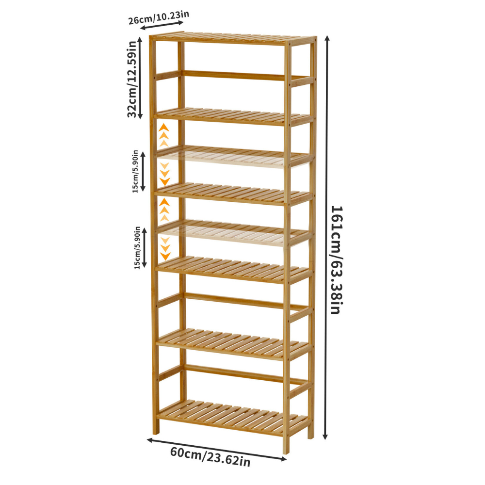 6-Tier Bamboo Storage Rack Shelving Bookshelf Plant Flower Stand