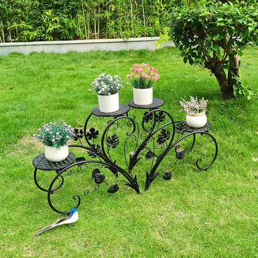 2 PCS Heart-shape Metal Plant Stand Flower Pot AMI Cart