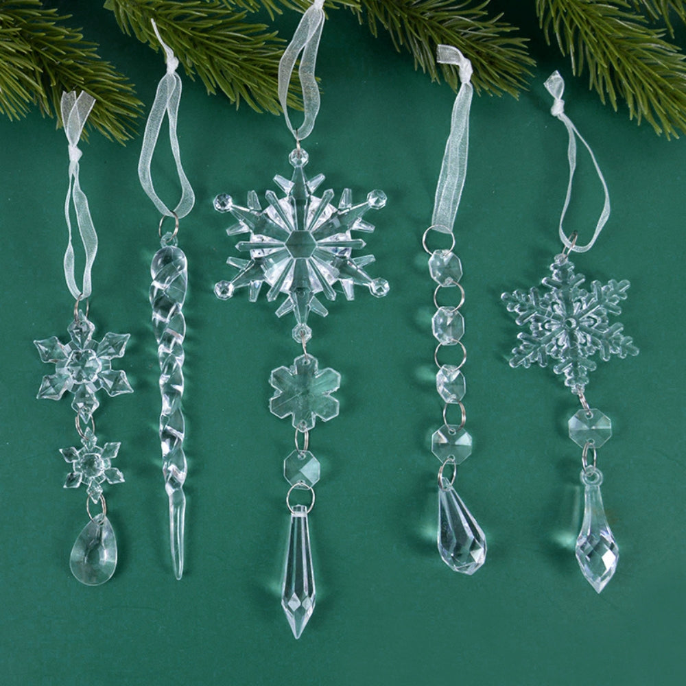 Acrylic Snowflake Simulation Ice Pendants Xmas Tree Hanging Ornament