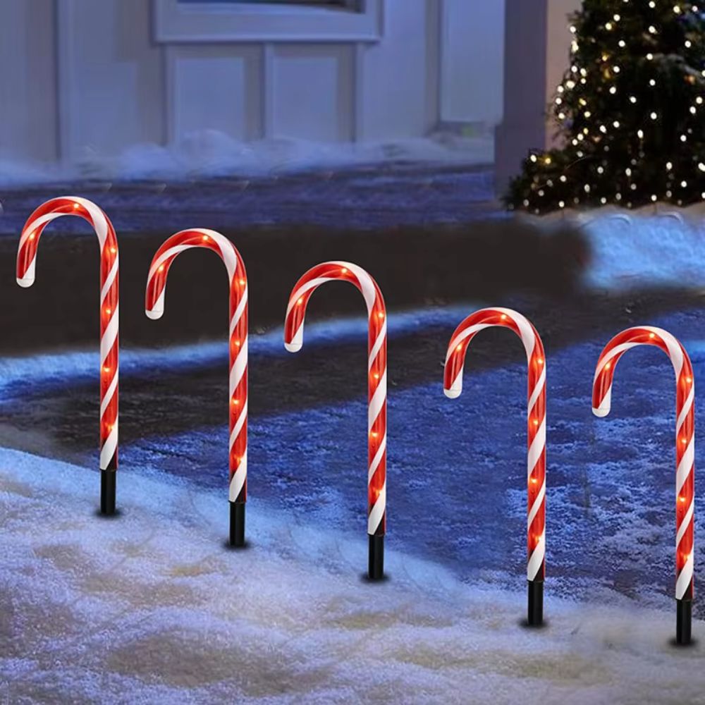Holiday Lollipop Lights Festive Solar Outdoor Decorations
