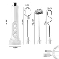 Rechargeable Electric Milk Frother 3 In 1 Handheld Coffee Mixer