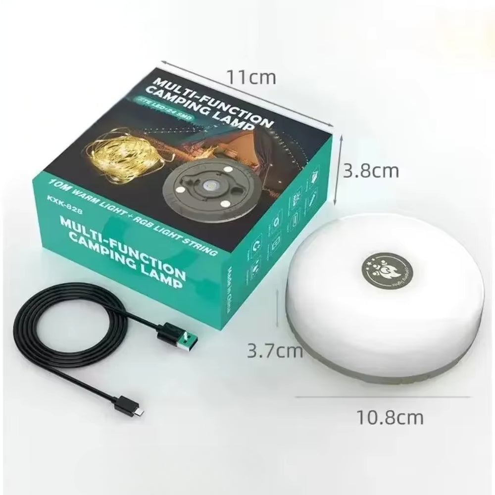 10M Waterproof LED Camping Lamp Strip 4-in-1 Atmosphere Light for Tent Garden AMI Cart