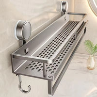 Suction Cup Bathroom Rack Toilet Space Aluminum No Drill Hanging Organizer Rack