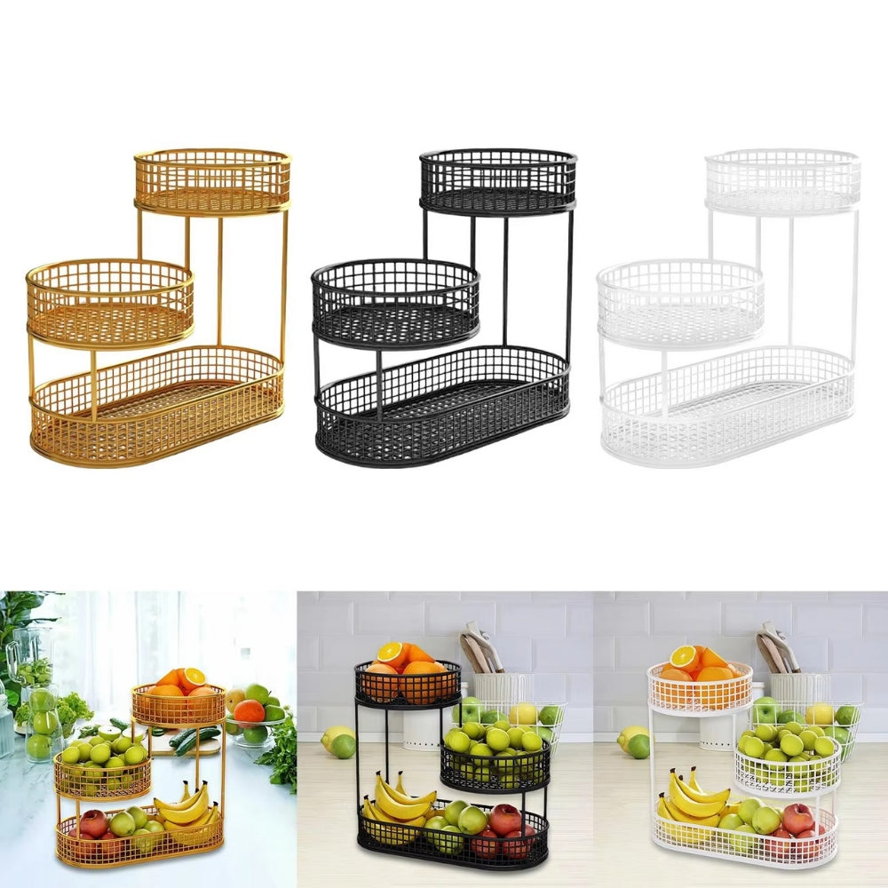 Metal Wire Storage Countertop Fruit Basket Counter Serving Tray AMI Cart