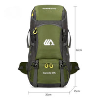 50L Travel Backpack Waterproof Hiking Camping Rucksack for Outdoor Sports