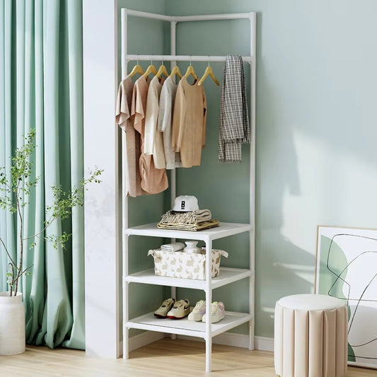 Multifunction Multi-Layer Floor Standing Corner Hanger Clothing Storage Shelf