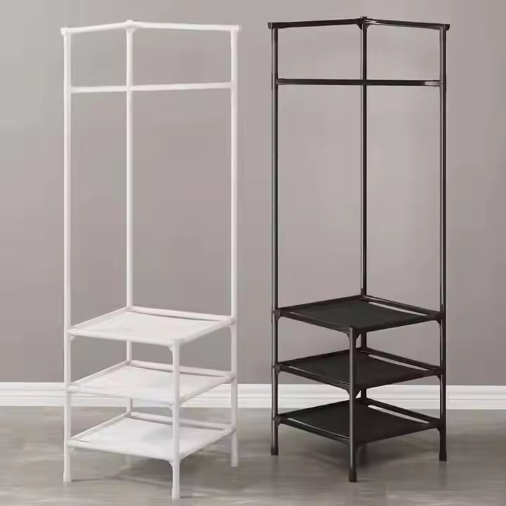 Multifunction Multi-Layer Floor Standing Corner Hanger Clothing Storage Shelf