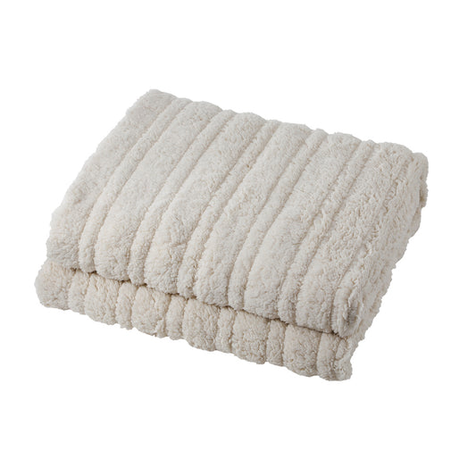 Navy and Beige Electric Heated Sherpa Throw Blanket