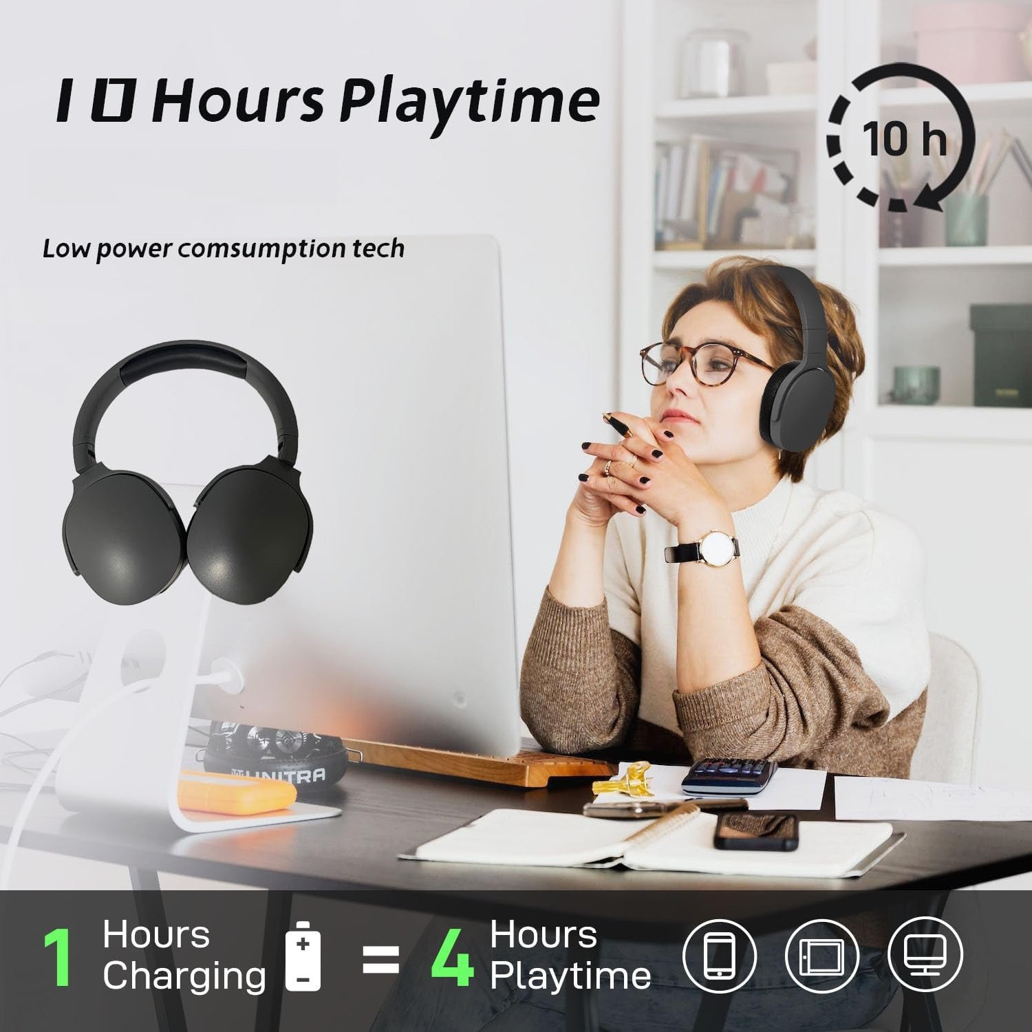 9D Surround Sound Wireless Bluetooth Headphones Over Ear Sports Headsets
