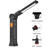 Portable COB LED Flashlight USB Rechargeable Magnetic Work Light