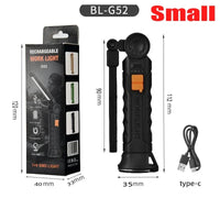 Portable COB LED Flashlight USB Rechargeable Magnetic Work Light