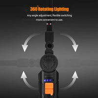 Portable COB LED Flashlight USB Rechargeable Magnetic Work Light