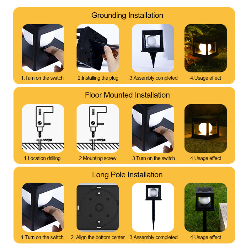 2LED Outdoor Solar Lawn Light Waterproof Column Head Light