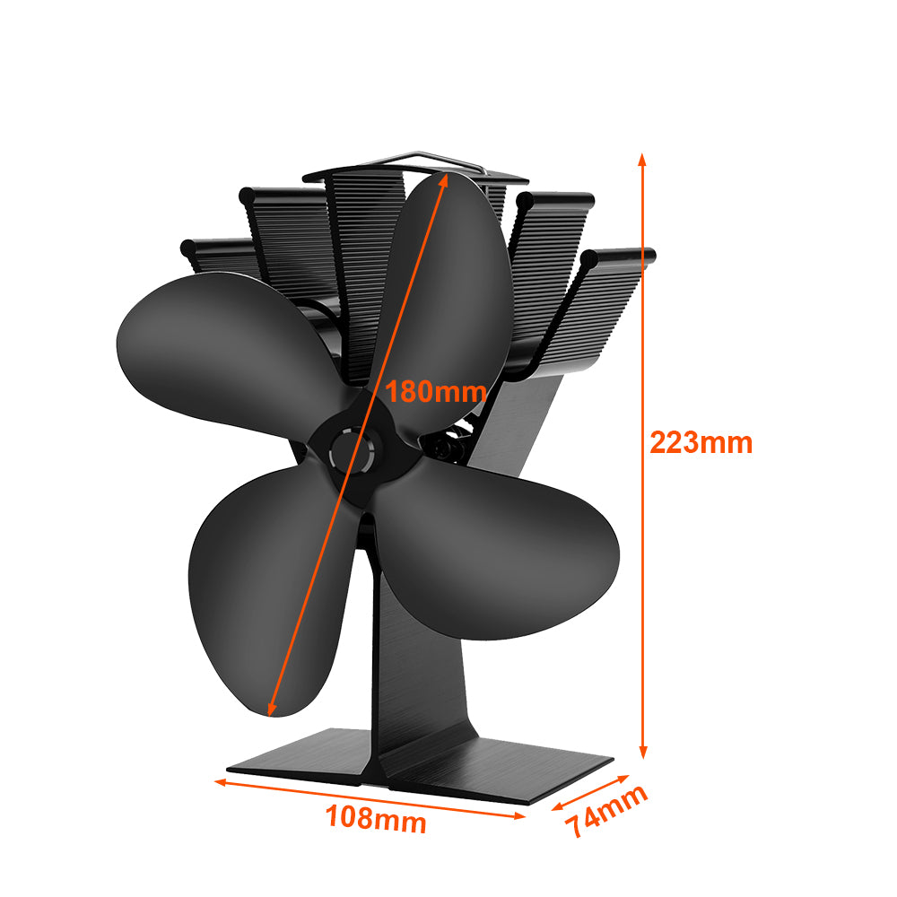 4 Blade Heat Powered Stove Fan Log Wood Burner