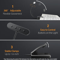 14 LEDs Book Light USB Rechargeable Flexible Easy Clip Reading Light